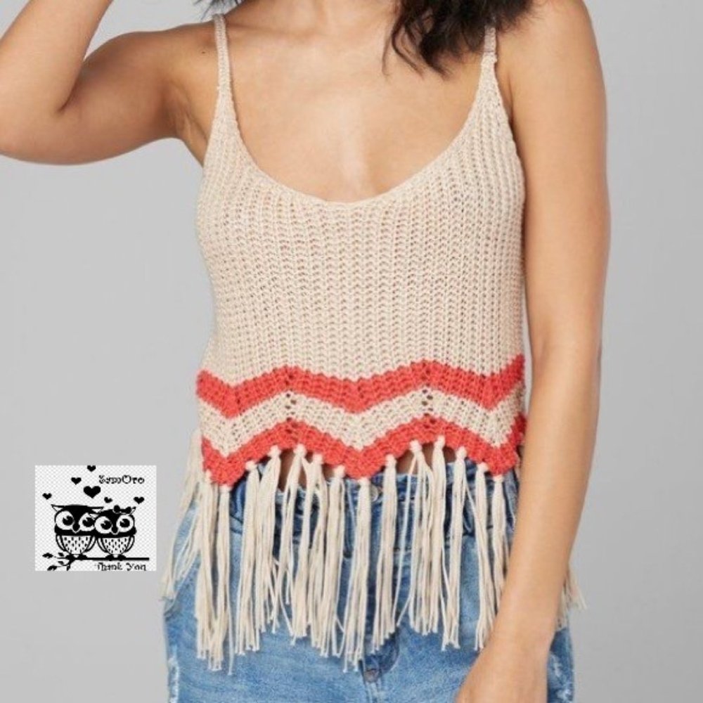Ella Stripe Knit Fringe Tank